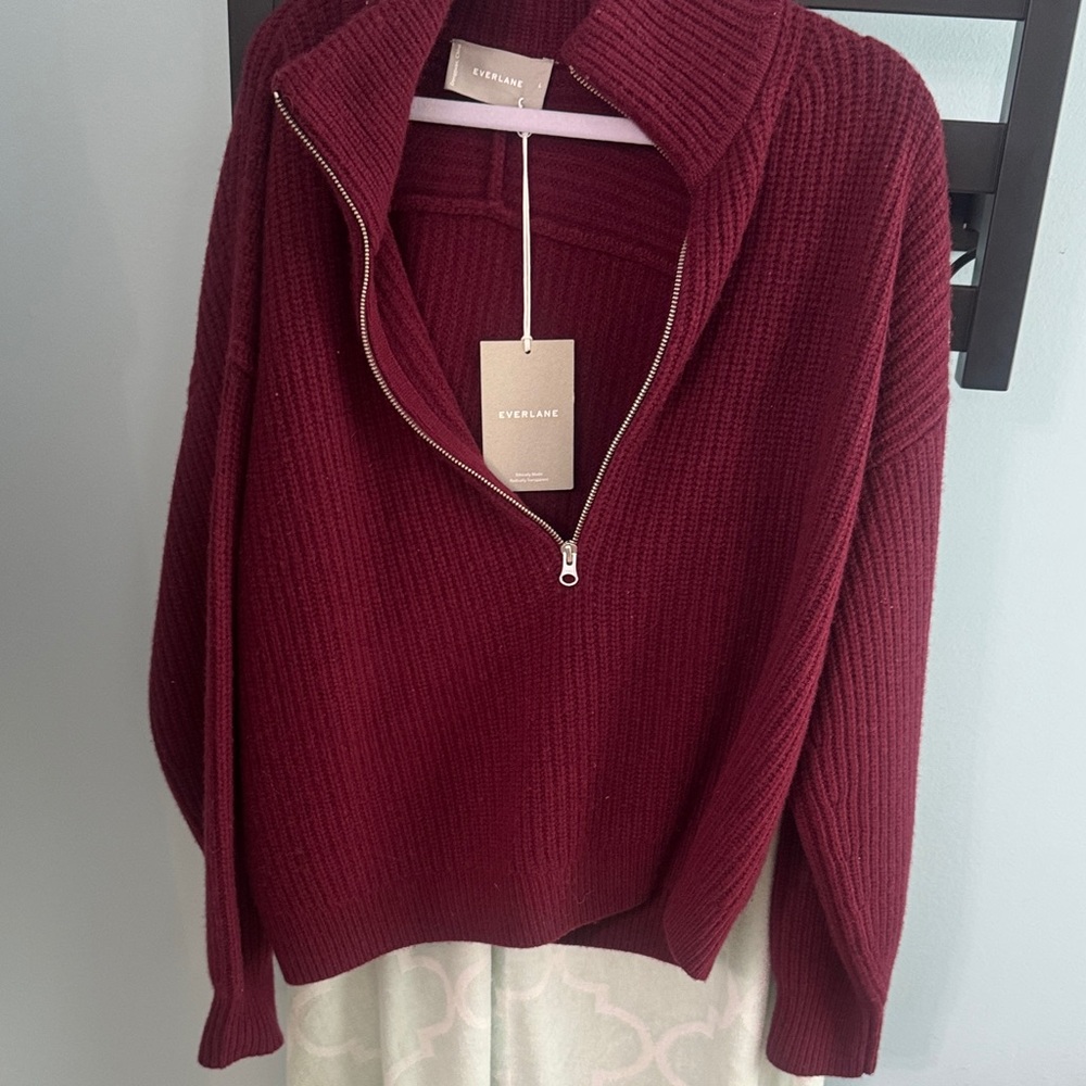 Everlane Women's Deep Red Cowl Neck Sweater